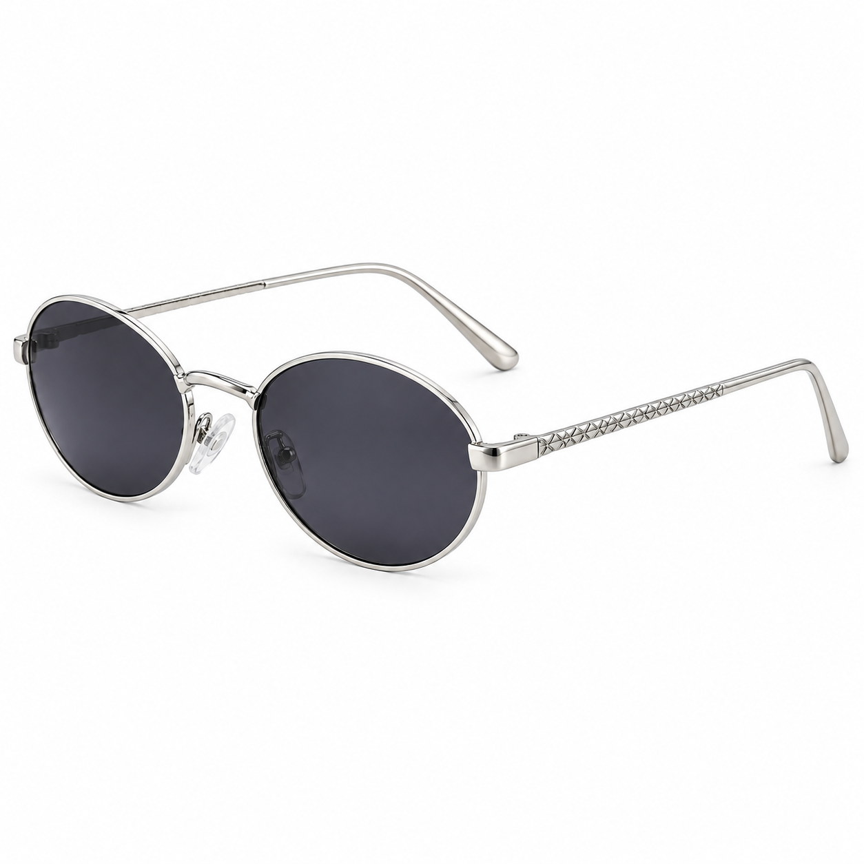Silver Oval Round Metal Sunglasses